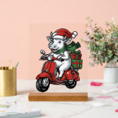 Lustiger Weihnachtskuh-Fahr-Roller im Vintage-Desi Acrylschild (Hochzeit)