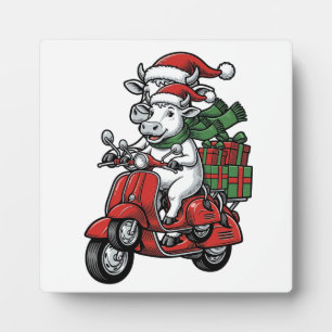 Lustiger Weihnachtskuh-Fahr-Roller im Vintage-Desi Fotoplatte