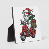 Lustiger Weihnachtskuh-Fahr-Roller im Vintage-Desi Fotoplatte (Vorderseite)