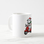 Lustiger Weihnachtskuh-Fahr-Roller im Vintage-Desi Kaffeetasse (Vorderseite Links)