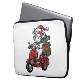 Lustiger Weihnachtskuh-Fahr-Roller im Vintage-Desi Laptopschutzhülle (Vorderseite Links)