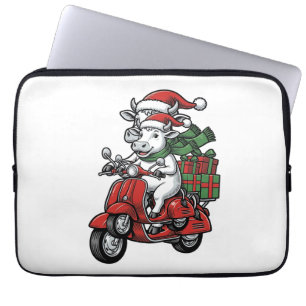 Lustiger Weihnachtskuh-Fahr-Roller im Vintage-Desi Laptopschutzhülle