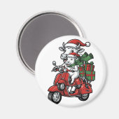 Lustiger Weihnachtskuh-Fahr-Roller im Vintage-Desi Magnet (Vorderseite/Rückseite)