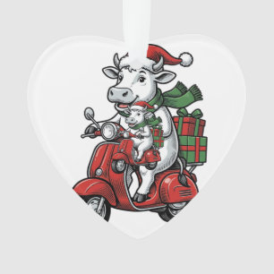 Lustiger Weihnachtskuh-Fahr-Roller im Vintage-Desi Ornament