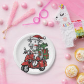 Lustiger Weihnachtskuh-Fahr-Roller im Vintage-Desi Pappteller (Party)