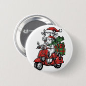 Lustiger Weihnachtskuh-Fahrrad-Roller im Vintage-D Button (Vorne & Hinten)