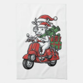 Lustiger Weihnachtskuh-Fahrrad-Roller im Vintage-D Geschirrtuch (Vertikal)