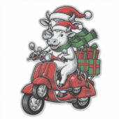Lustiger Weihnachtskuh-Fahrrad Vintage-Design_ Aufkleber (Vorderseite)