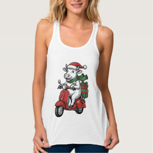 Lustiger Weihnachtskuh-Fahrrad Vintage-Design_ Tank Top