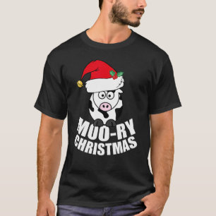 Lustiger Weihnachtskuh-Muh-Wortspiel Frohe Weihnac T-Shirt