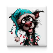 Lustiger Weihnachtsmagnet Schwarzer Hund Magnet