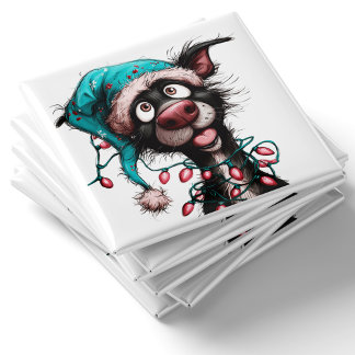 Lustiger Weihnachtsmagnet Schwarzer Hund Magnet