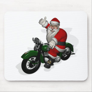 Lustiger Weihnachtsmann auf grünem Vintage-Motorra Mousepad