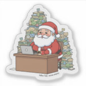 Lustiger Weihnachtsmann-Aufkleber – „Posteingang v Aufkleber (Vorderseite)