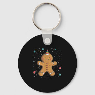 Lustiger Weihnachtsmann aus Lebkuchen mit Partyhut Schlüsselanhänger