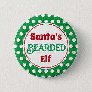 Lustiger Weihnachtsmann-Bart-Elf-Christmas-Button- Button