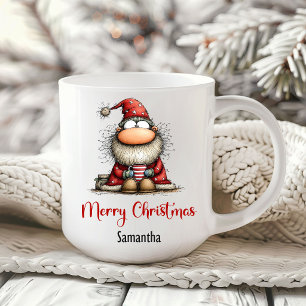 Lustiger Weihnachtsmann-Cartoon-Kaffeebecher Kaffeetasse