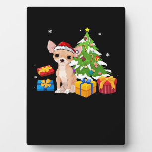 Lustiger Weihnachtsmann Chihuahua Hund Weihnachtsb Fotoplatte