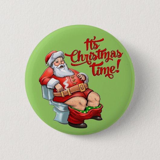 Lustiger Weihnachtsmann, der ein raues Weihnachten Button (Vorderseite)