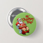 Lustiger Weihnachtsmann, der ein raues Weihnachten Button (Vorne & Hinten)