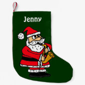 Lustiger Weihnachtsmann, der Saxophon spielt Kleiner Weihnachtsstrumpf (Vorderseite)