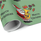 Lustiger Weihnachtsmann, der Tuba-Weihnachtskunst Geschenkpapier (Rolleneckpunkt)