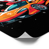 Lustiger Weihnachtsmann fährt Srt-Auto Xmas-Pyjama Poster (Ecke)