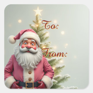 Lustiger Weihnachtsmann-Feiertags-Thema Quadratischer Aufkleber