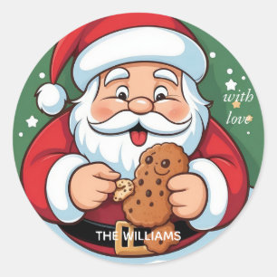 Lustiger Weihnachtsmann Festlicher Keks Feiertag Runder Aufkleber