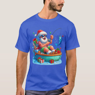 Lustiger Weihnachtsmann fischt Weihnachten im Juli T-Shirt