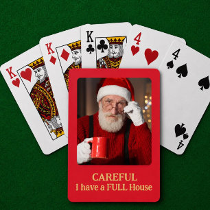 Lustiger Weihnachtsmann Full House Foto-Geschenk  Spielkarten