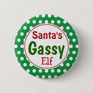 Lustiger Weihnachtsmann-Gas-Elf-Weihnachten-Knopf- Button