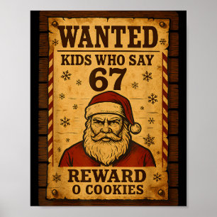 Lustiger Weihnachtsmann gesucht Naughty List Kinde Poster