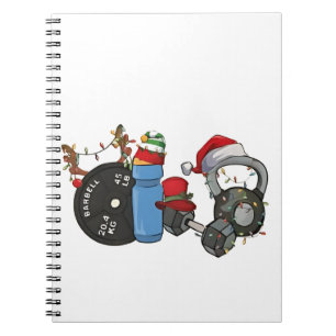 Lustiger Weihnachtsmann Gewichtheben Hanteln Fitne Notizblock