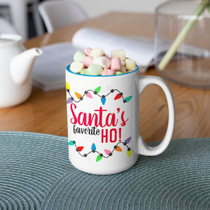 Lustiger Weihnachtsmann Helfer Xmas Lichterkette Zweifarbige Tasse