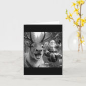 Lustiger Weihnachtsmann im Schlitten mit Rentier C Karte (Gelbe Blume)