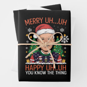 Lustiger Weihnachtsmann Joe Biden Frohe Äh Äh Weih Geschenkpapier Set