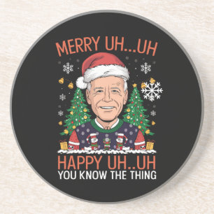 Lustiger Weihnachtsmann Joe Biden Frohe Äh Äh Weih Getränkeuntersetzer