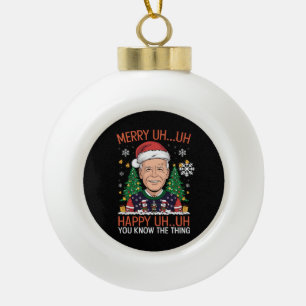 Lustiger Weihnachtsmann Joe Biden Frohe Äh Äh Weih Keramik Kugel-Ornament