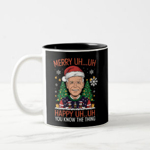 Lustiger Weihnachtsmann Joe Biden Frohe Äh Äh Weih Zweifarbige Tasse
