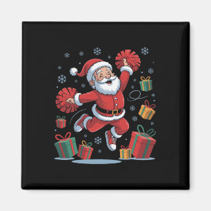 Lustiger Weihnachtsmann jubelt Cheerleading Weihna Magnet