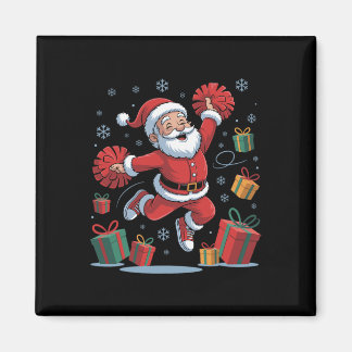 Lustiger Weihnachtsmann jubelt Cheerleading Weihna Magnet