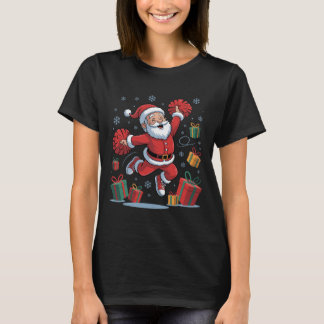 Lustiger Weihnachtsmann jubelt Cheerleading Weihna T-Shirt