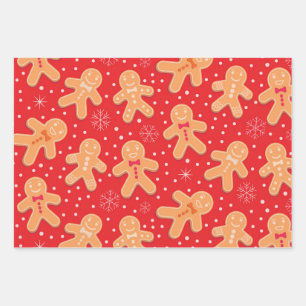 Lustiger Weihnachtsmann-Kekse Muster  Geschenkpapier Set