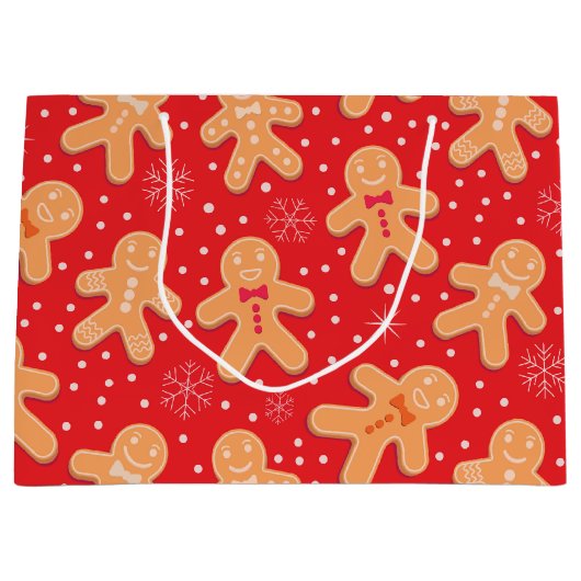 Lustiger Weihnachtsmann-Kekse Muster Große Geschenktüte (Vorderseite)