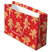 Lustiger Weihnachtsmann-Kekse Muster Große Geschenktüte (Vorderseite Schrägansicht)