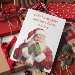 Lustiger Weihnachtsmann Lass uns unartig sein Feiertagskarte