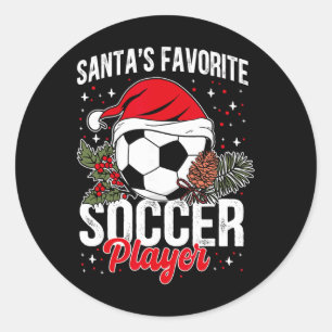 Lustiger Weihnachtsmann Lieblingsfußballspieler We Runder Aufkleber