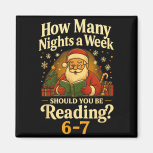 Lustiger Weihnachtsmann liest 67 Meme-Shirt Weihna Magnet