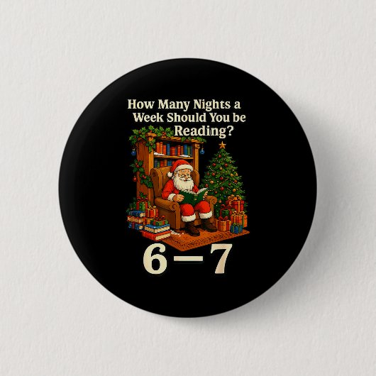 Lustiger Weihnachtsmann liest 67 Meme T-Shirt Weih Button (Vorderseite)